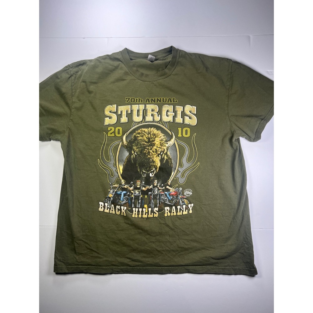 Z-Line‎ Sturgis Black Hills Rally T-Shirt Mens XL Olive Green 70th Annual 2010